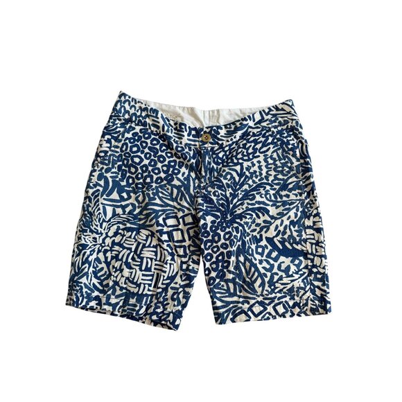 LILLY PULITZER Blue White Animal Print 10" Chipper Shorts Size 8 - Picture 5 of 7